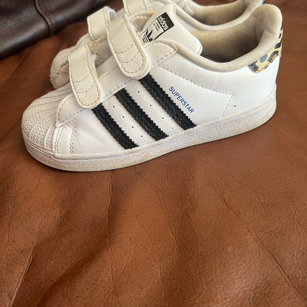 Adidas Kids Superstar Sneakers - White, Black, and Leopard